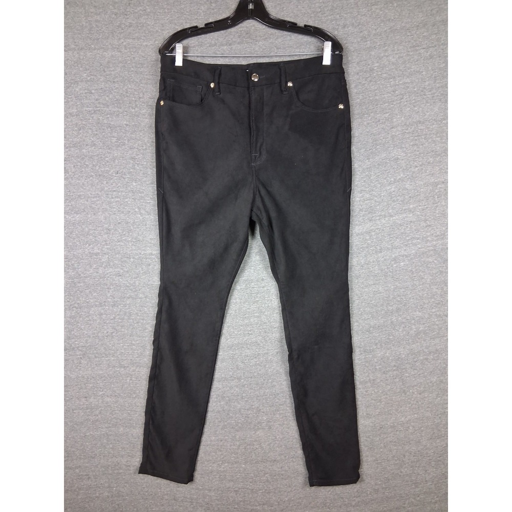 Good American Womens Pants‎ 15/33 Black Velour Velvet Good Legs Classic Retro